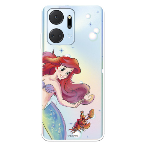 Funda para Huawei Honor X7A Oficial de Disney Ariel y Sebastián Burbujas - La Sirenita