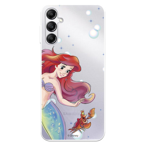 Funda para Samsung Galaxy A14 5G Oficial de Disney Ariel y Sebastián Burbujas - La Sirenita