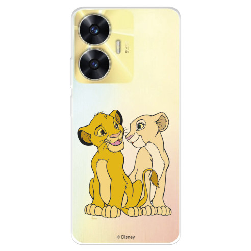 Funda para Realme C55 Oficial de Disney Simba y Nala Silueta - El Rey León