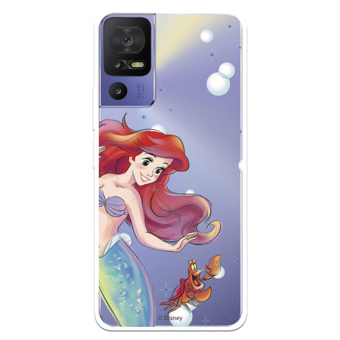 Funda para TCL 40 SE Oficial de Disney Ariel y Sebastián Burbujas - La Sirenita