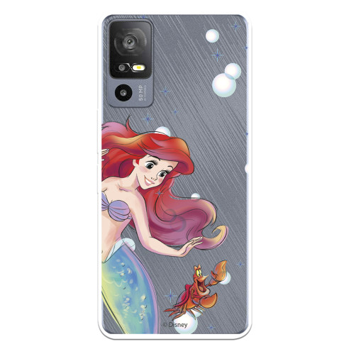 Funda para TCL 40R 5G Oficial de Disney Ariel y Sebastián Burbujas - La Sirenita