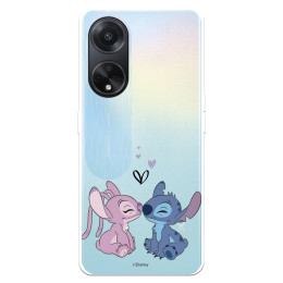 Funda para Oppo A98 5G Oficial de Disney Angel & Stitch Beso - Lilo & Stitch