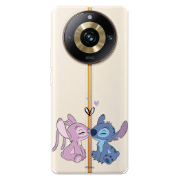 Funda para Realme 11 Pro Plus Oficial de Disney Angel & Stitch Beso - Lilo & Stitch