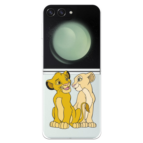 Funda para Samsung Galaxy Z Flip 5 Oficial de Disney Simba y Nala Silueta - El Rey León