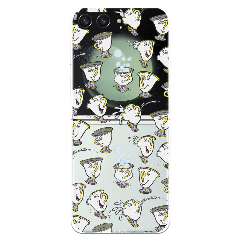 Funda para Samsung Galaxy Z Flip 5 Oficial de Disney Chip Potts Siluetas - La Bella y la Bestia