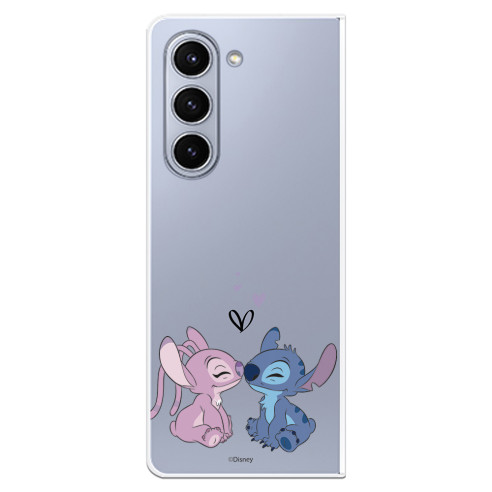 Funda para Samsung Galaxy Z Fold 5 Oficial de Disney Angel & Stitch Beso - Lilo & Stitch