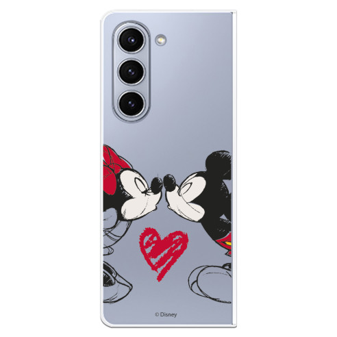 Funda para Samsung Galaxy Z Fold 5 Oficial de Disney Mickey y Minnie Beso - Clásicos Disney