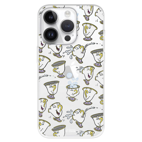 Funda para iPhone 15 Pro Oficial de Disney Chip Potts Siluetas - La Bella y la Bestia