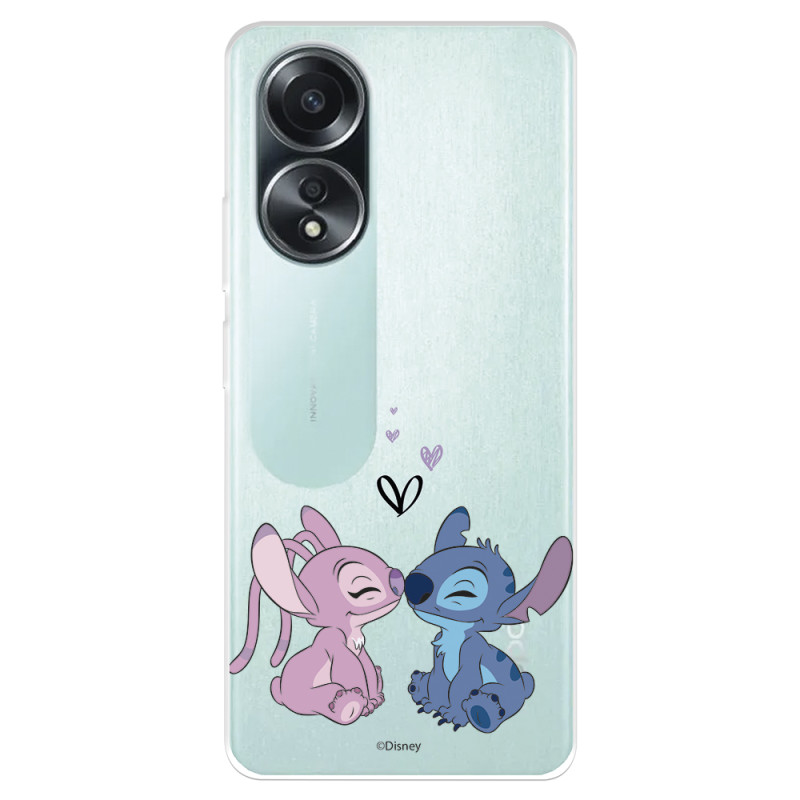 Funda para Oppo A58 4G Oficial de Disney Angel & Stitch Beso - Lilo & Stitch