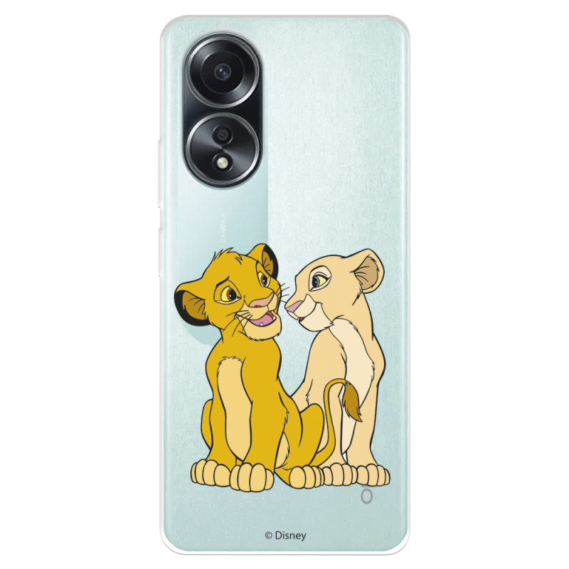 Funda para Oppo A58 4G Oficial de Disney Simba y Nala Silueta - El Rey León