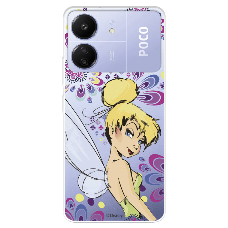 Funda para Xiaomi Poco C65 Oficial de Disney Campanilla Flores - Peter Pan