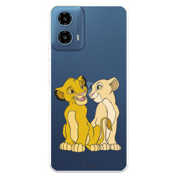 Funda para Motorola Moto G34 Oficial de Disney Simba y Nala Silueta - El Rey León