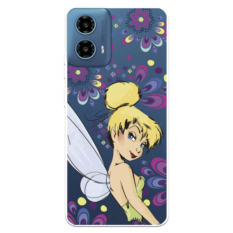 Funda para Motorola Moto G34 Oficial de Disney Campanilla Flores - Peter Pan