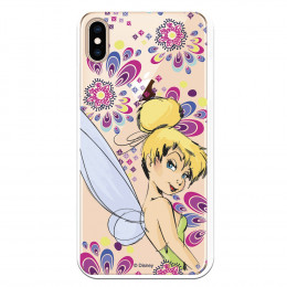 Carcasa Oficial Disney Campanilla Flores Transparente para iPhone XS Max - Peter Pan- La Casa de las Carcasas