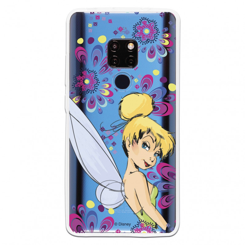 Carcasa Oficial Disney Campanilla Flores Transparente para Huawei Mate 20 - Peter Pan- La Casa de las Carcasas