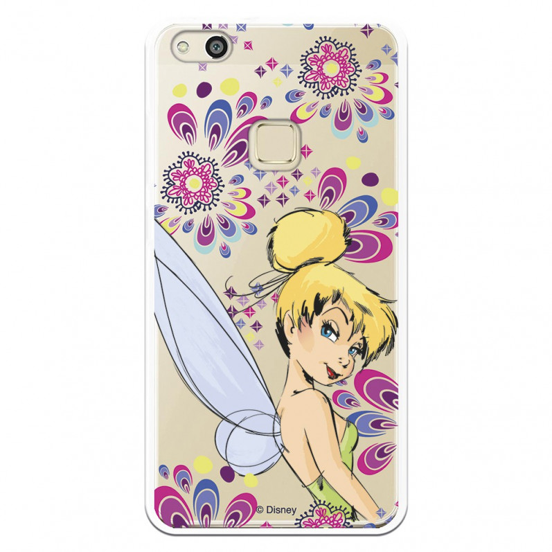 Carcasa Oficial Disney Campanilla Flores Transparente para Huawei P10 Lite - Peter Pan- La Casa de las Carcasas