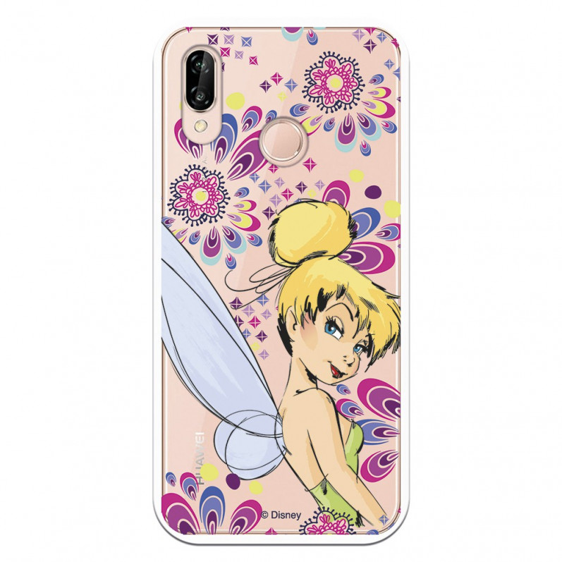 Carcasa Oficial Disney Campanilla Flores Transparente para Huawei P20 Lite - Peter Pan- La Casa de las Carcasas