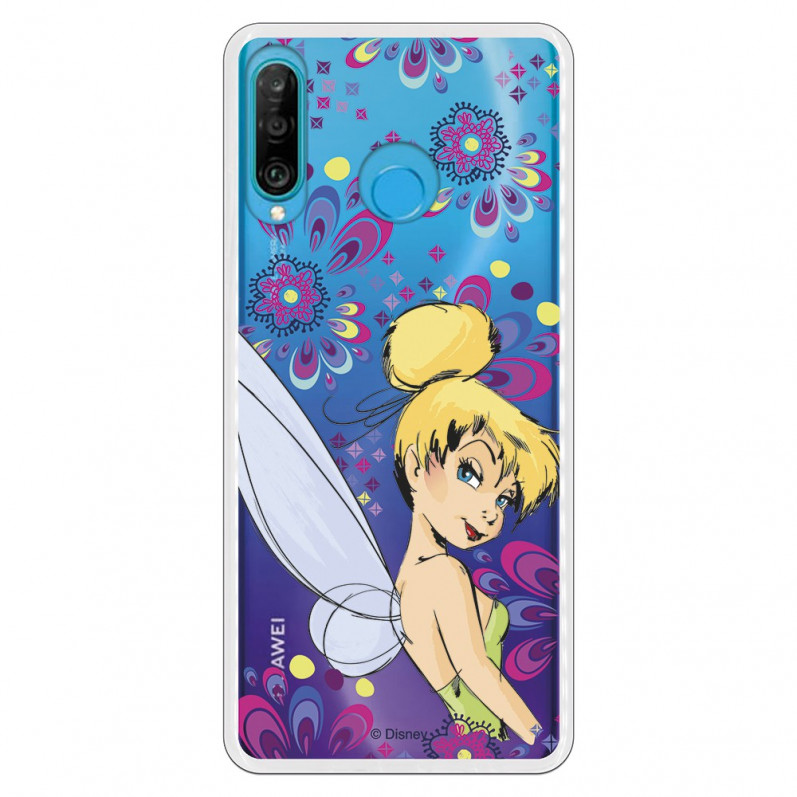 Carcasa Oficial Disney Campanilla Flores Transparente para Huawei P30 Lite - Peter Pan- La Casa de las Carcasas