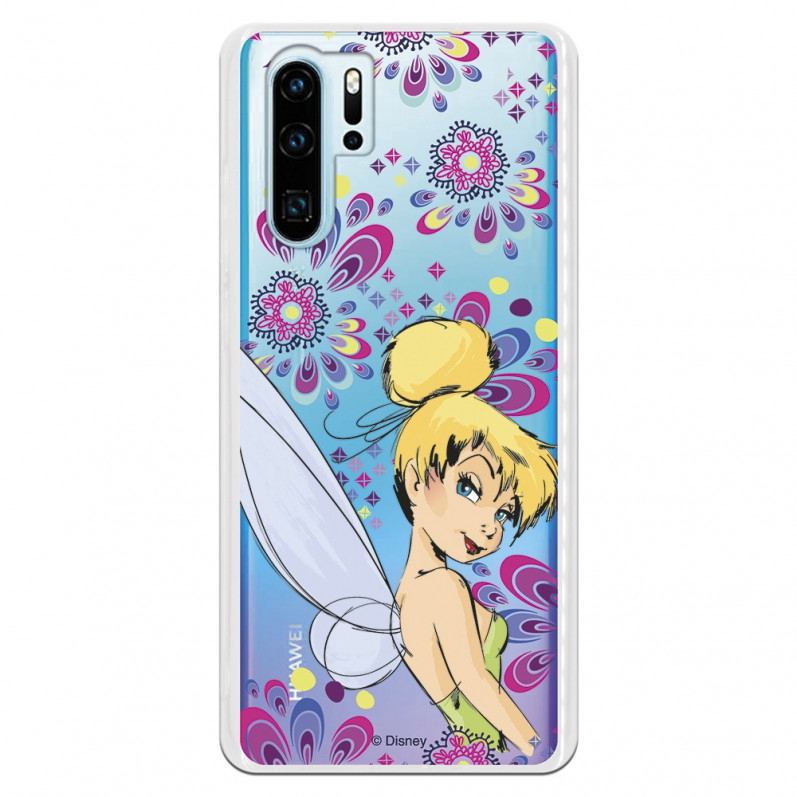 Carcasa Oficial Disney Campanilla Flores Transparente para Huawei P30 Pro - Peter Pan- La Casa de las Carcasas