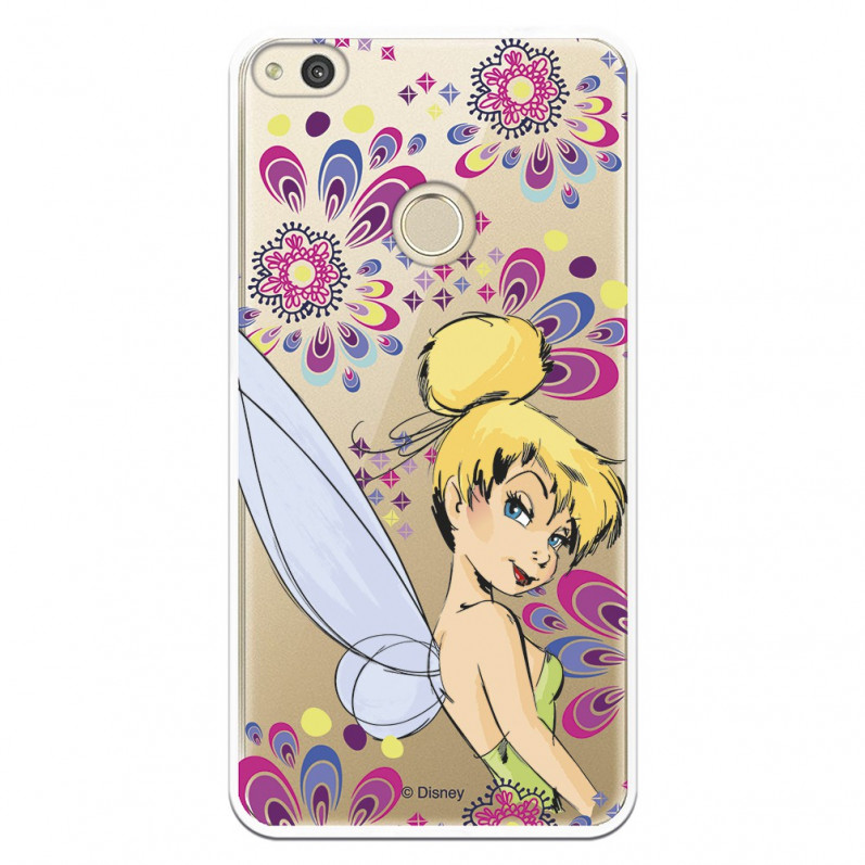 Carcasa Oficial Disney Campanilla Flores Transparente para Huawei P8 Lite 2017 - Peter Pan- La Casa de las Carcasas