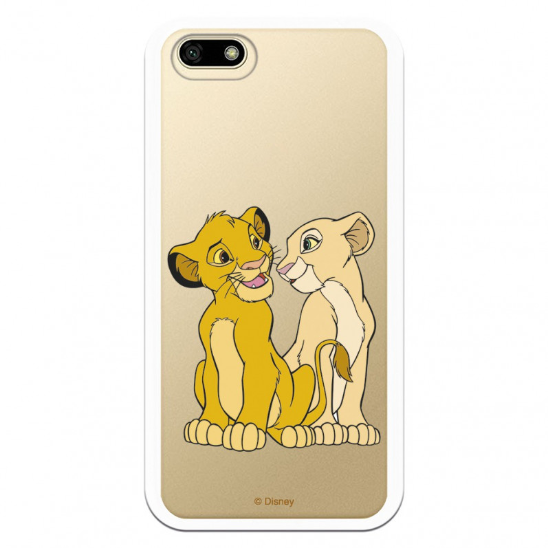 Carcasa Oficial Disney Simba y Nala transparente para Huawei Y5 2018 - El Rey León- La Casa de las Carcasas