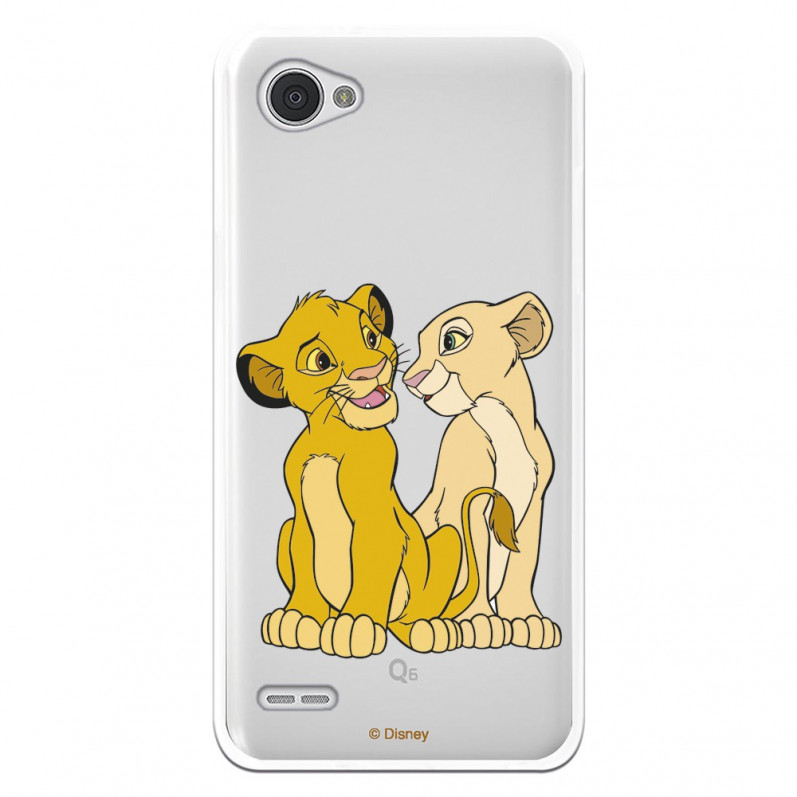 Carcasa Oficial Disney Simba y Nala transparente para Lg Q6 - El Rey León- La Casa de las Carcasas