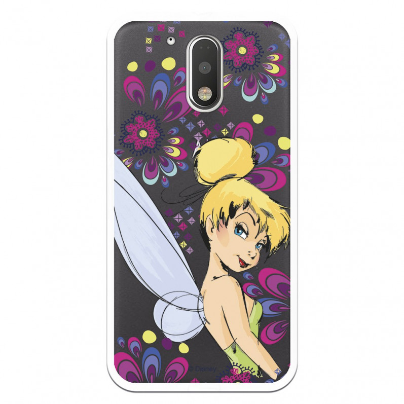 Carcasa Oficial Disney Campanilla Flores Transparente para Motorola Moto G4 - Peter Pan- La Casa de las Carcasas