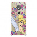 Carcasa Oficial Disney Campanilla Flores Transparente para Motorola Moto E5 - Peter Pan- La Casa de las Carcasas