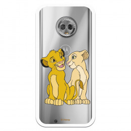 Carcasa Oficial Disney Simba y Nala transparente para Motorola Moto G6 - El Rey León- La Casa de las Carcasas