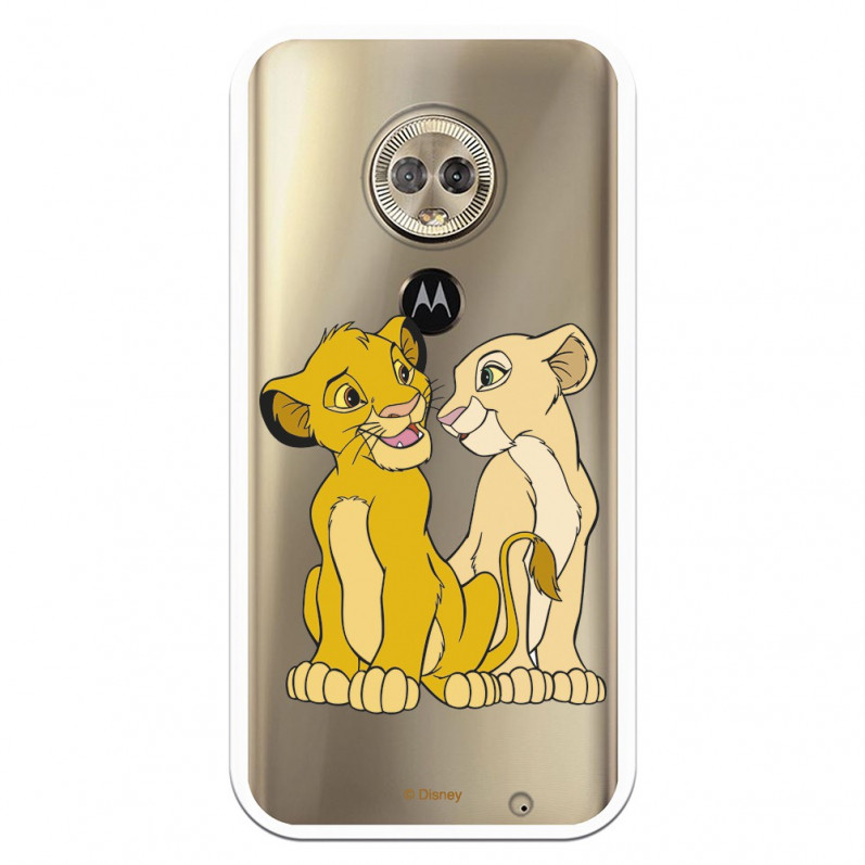 Carcasa Oficial Disney Simba y Nala transparente para Motorola Moto G6 Plus - El Rey León- La Casa de las Carcasas