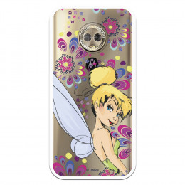 Carcasa Oficial Disney Campanilla Flores Transparente para Motorola Moto G6 Plus - Peter Pan- La Casa de las Carcasas