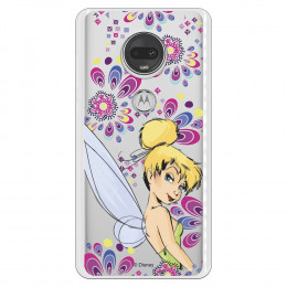 Carcasa Oficial Disney Campanilla Flores Transparente para Motorola Moto G7 - Peter Pan- La Casa de las Carcasas