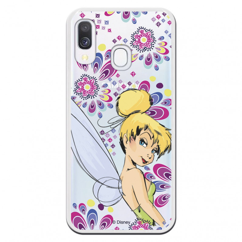 Carcasa Oficial Disney Campanilla Flores Transparente para Samsung Galaxy A40 - Peter Pan- La Casa de las Carcasas