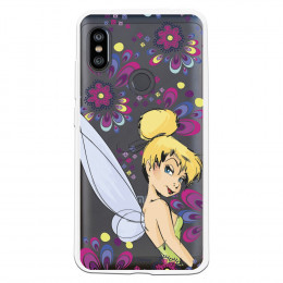 Carcasa Oficial Disney Campanilla Flores Transparente para Xiaomi Redmi Note 6 - Peter Pan- La Casa de las Carcasas