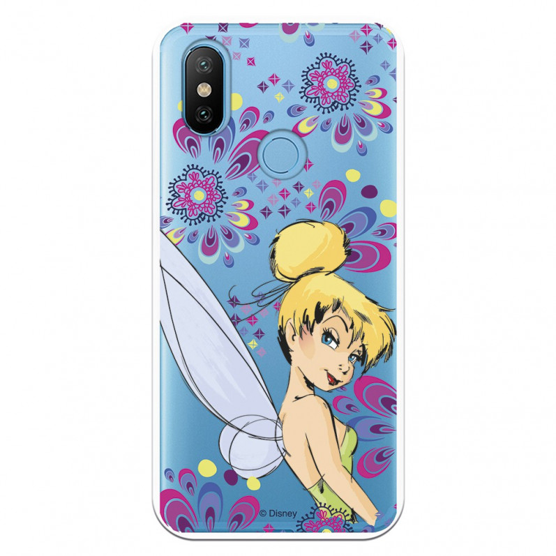 Carcasa Oficial Disney Campanilla Flores Transparente para Xiaomi MI A2 - Peter Pan- La Casa de las Carcasas