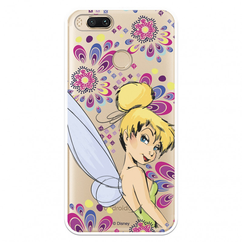 Carcasa Oficial Disney Campanilla Flores Transparente para Xiaomi Mi A1 - Peter Pan- La Casa de las Carcasas