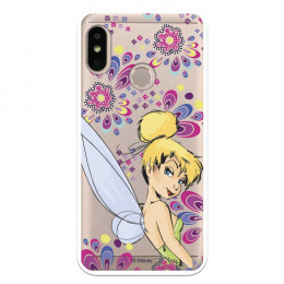 Carcasa Oficial Disney Campanilla Flores Transparente para Xiaomi Mi A2 Lite - Peter Pan- La Casa de las Carcasas