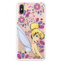 Carcasa Oficial Disney Campanilla Flores Transparente para Xiaomi Mi Max 3 - Peter Pan- La Casa de las Carcasas