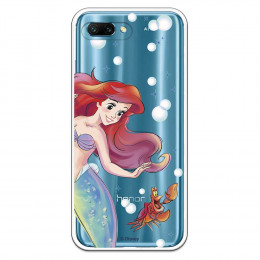 Carcasa Oficial Disney Sirenita y Sebastián Transparente para Huawei Honor 10 - La Sirenita- La Casa de las Carcasas