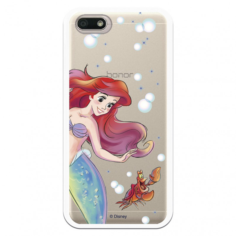 Carcasa Oficial Disney Sirenita y Sebastián Transparente para Huawei Honor 7S - La Sirenita- La Casa de las Carcasas