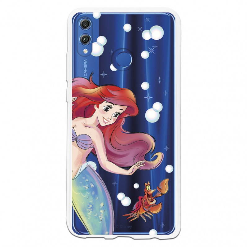 Carcasa Oficial Disney Sirenita y Sebastián Transparente para Huawei Honor 8X - La Sirenita- La Casa de las Carcasas