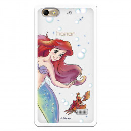 Carcasa Oficial Disney Sirenita y Sebastián Transparente para Huawei Honor 4C - La Sirenita- La Casa de las Carcasas