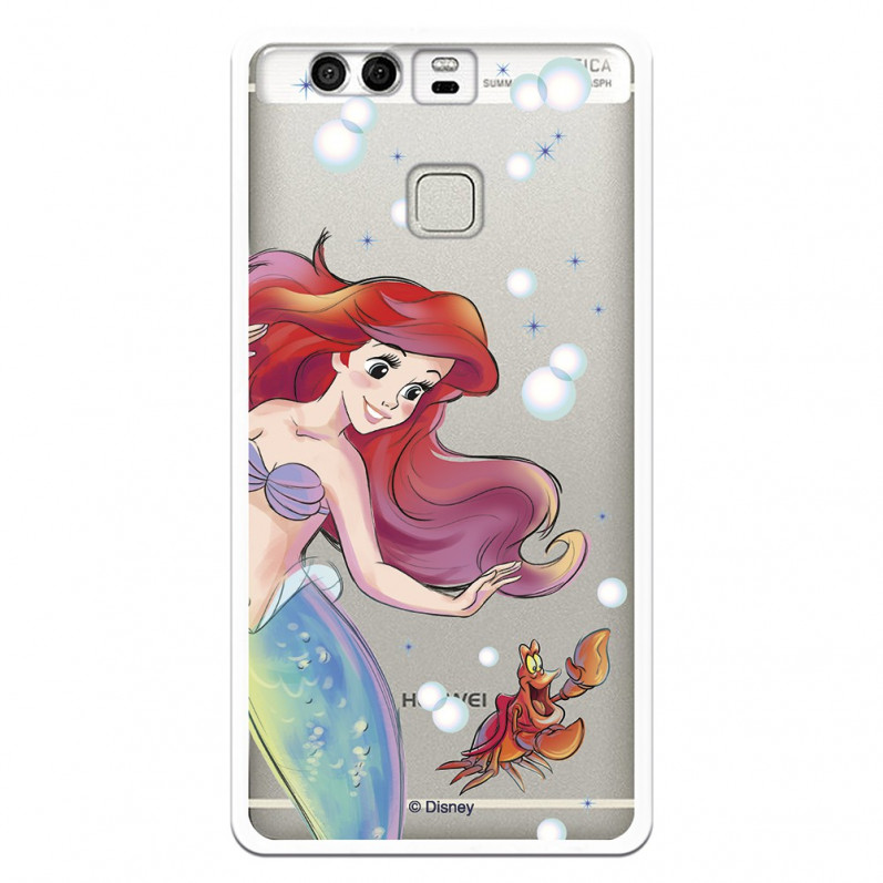 Carcasa Oficial Disney Sirenita y Sebastián Transparente para Huawei P9 - La Sirenita- La Casa de las Carcasas