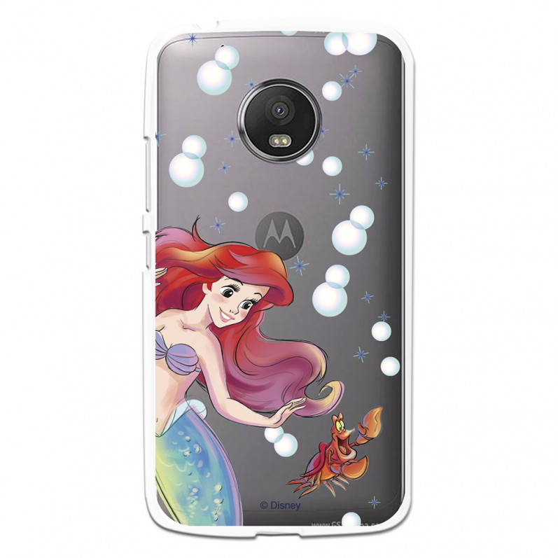 Carcasa Oficial Disney Sirenita y Sebastián Transparente para Moto G5 - La Sirenita- La Casa de las Carcasas