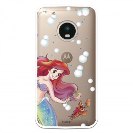 Carcasa Oficial Disney Sirenita y Sebastián Transparente para Moto G5 Plus - La Sirenita- La Casa de las Carcasas