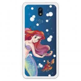 Carcasa Oficial Disney Sirenita y Sebastián Transparente para Lg K40 - La Sirenita- La Casa de las Carcasas