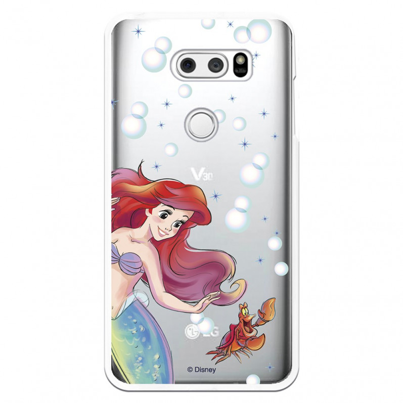 Carcasa Oficial Disney Sirenita y Sebastián Transparente para LG V30 - La Sirenita- La Casa de las Carcasas