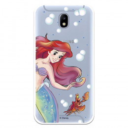 Carcasa Oficial Disney Sirenita y Sebastián Transparente para Samsung Galaxy J7 2017 - La Sirenita- La Casa de las Carcasas