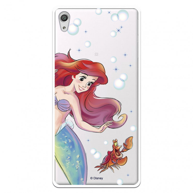 Carcasa Oficial Disney Sirenita y Sebastián Transparente para Sony Xperia XA Ultra - La Sirenita- La Casa de las Carcasas