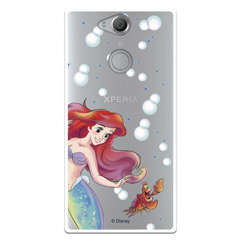 Carcasa Oficial Disney Sirenita y Sebastián Transparente para Sony Xperia XA2 - La Sirenita- La Casa de las Carcasas